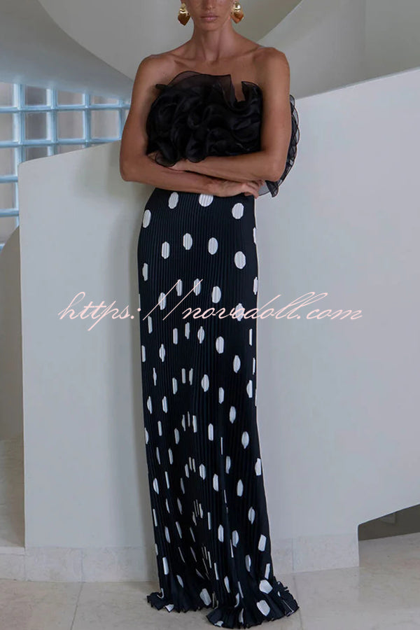 Eye-catching Organza Multi-layer Petal Ruffles Details Strapless Tank