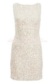 Party Time Starts Sequin Back Velevt Bow Detail Stretch Mini Dress