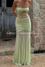 Fashion Lace Splicing Sexy Sleeveless Off-shoulder Slim Maxi Dress