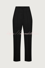 Exquisite and Fashionable High Waist Pocketed Straight Leg Pencil Pants