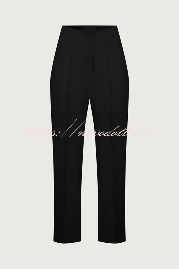 Exquisite and Fashionable High Waist Pocketed Straight Leg Pencil Pants