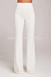 Women Power High Rise Side Zipper Flare Slim Fit Pants