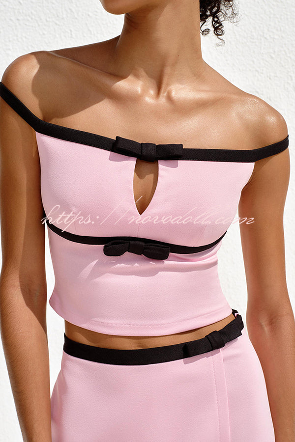 Fashion Contrast Bow Sleeveless Slim Fit Top