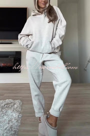 Tasman Braid Trim Kangaroo Pocket Hooded Sweatshirt and Elastic Waist Jogger Pants Set