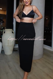 New Level High Waist Side Zipper Slit Midi Skirt