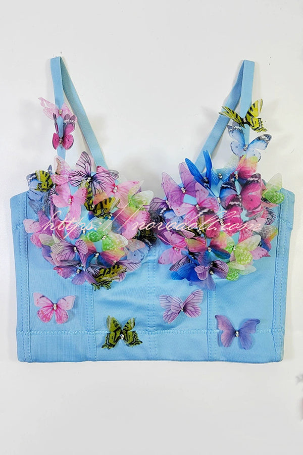 Butterfly Embellished Sexy Sling Backless Top
