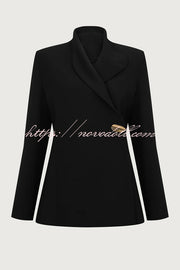Exquisite and Fashionable Stand Lapel Neck Metal Button Long Sleeve Blazer