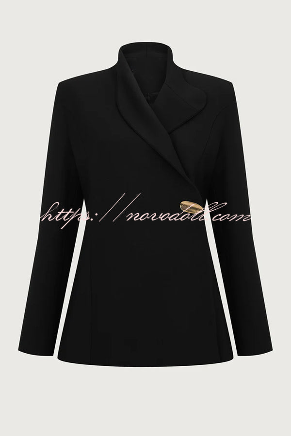 Exquisite and Fashionable Stand Lapel Neck Metal Button Long Sleeve Blazer