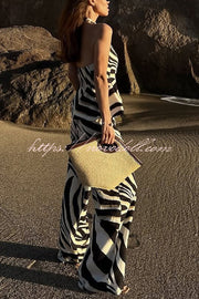 Zebra Print Casual Pocket Wide-leg Pants