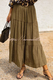 Solid Color Splicing Casual Vacation Maxi Skirt
