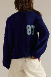 Fashionable Digital Jacquard Loose Long-sleeved Knit Sweater