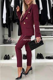 Feeling of Confidence Metal Button Long Sleeve Lapel Blazer