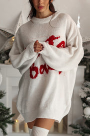 Santa Baby Loose-fitting Long-sleeved Mid-length Knit Sweater