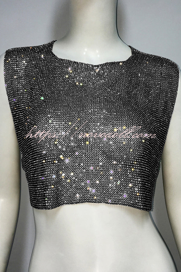 Sexy Metallic Rhinestone Backless Chain Vest