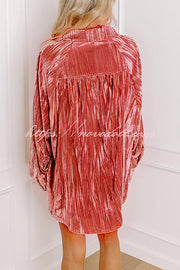Solid Color Velvet Light-sensitive Drape Loose Shirt
