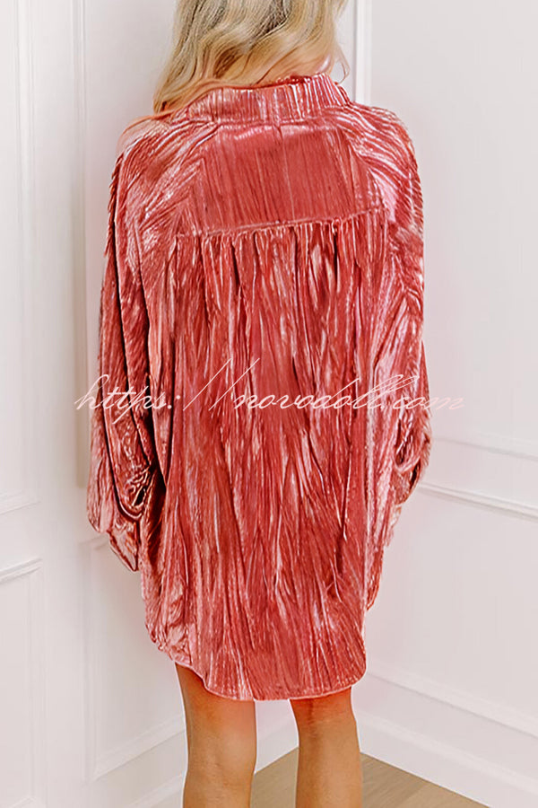 Solid Color Velvet Light-sensitive Drape Loose Shirt
