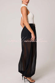 Autumn Avenue Chiffon See-Through Elastic Waist Aladdin Bloomers Pants