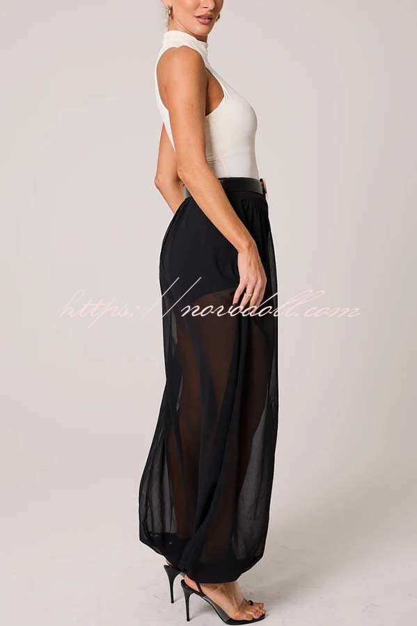 Autumn Avenue Chiffon See-Through Elastic Waist Aladdin Bloomers Pants