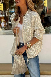 Star Kisses Sequin Zipped Long Sleeve Relaxed or Party Coat