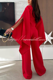City Atelier Bell Slit Sleeve Top and High Rise Pocket Wide Leg Pants Set