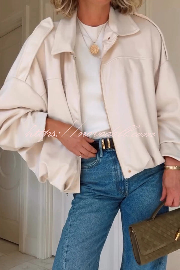 Fashion Lapel Long-sleeved Casual Bomber Jacket