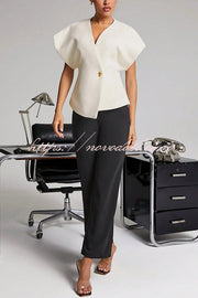 Fashion Button V-neck Asymmetrical Suit Vest