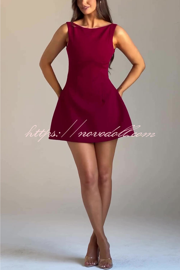 Cosmopolitan Chic High Neck Scoop Back Bubble-shaped Mini Dress