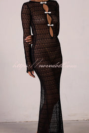 Sexy Backless Long-sleeved Knitted Slim-fit Maxi Dress