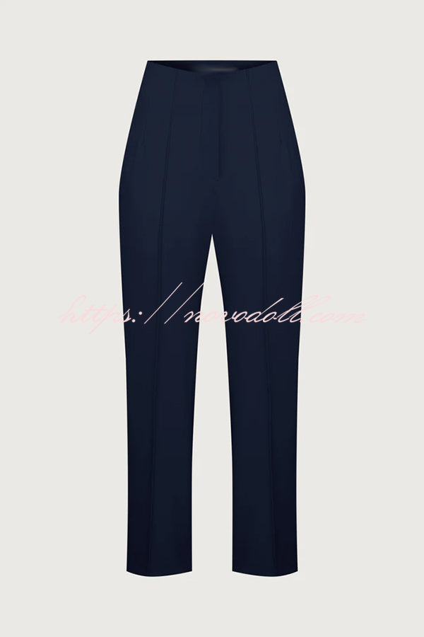 Exquisite and Fashionable High Waist Pocketed Straight Leg Pencil Pants