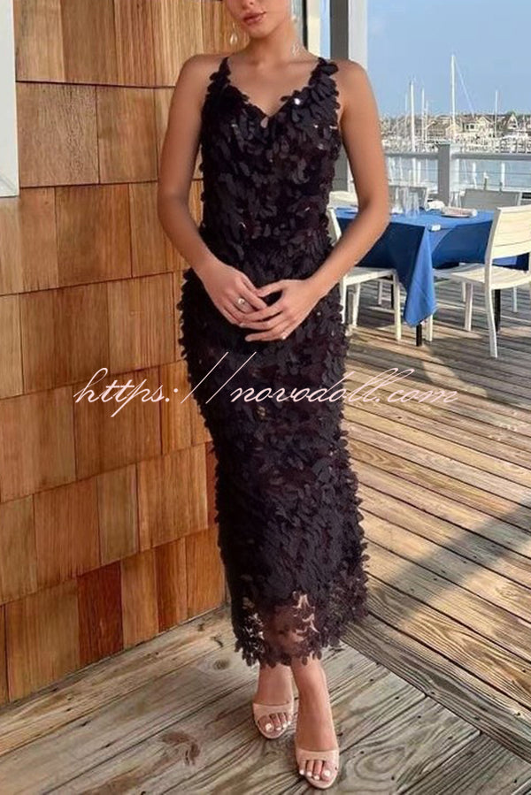 Fashionable Sequined Sexy Open Back Slim Maxi Dress
