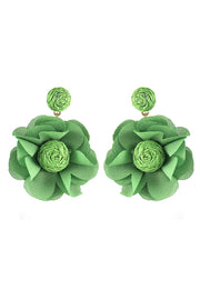 Bohemian Resort Style Fabric Flower Earrings