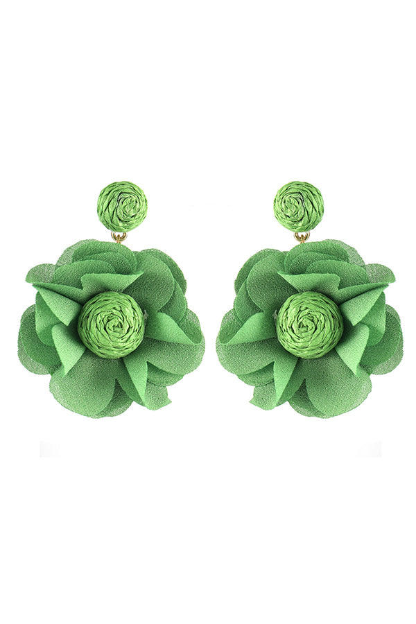 Bohemian Resort Style Fabric Flower Earrings