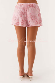Dazzling Sequin Beaded Material Low Rise Elastic Waist Loose Shorts