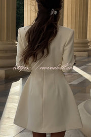 Solid Color Long-sleeved Slim-fit Button-down Casual Mini Dress