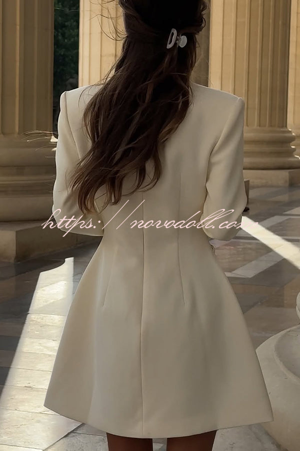 Solid Color Long-sleeved Slim-fit Button-down Casual Mini Dress