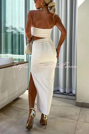 Sexy Partner Asymmetrical Cutouts Slit Stretch Maxi Dress