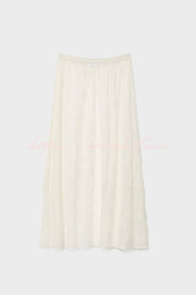 Elegant Casual Feeling Floral Lace Elastic Waist Maxi Skirt