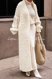 Embrace The Cold Solid Color Long Sleeve Knitted Loose Maxi Cardigan