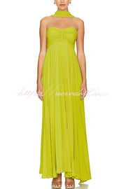 Exquisite Princess Pleated Off Shoulder with Scarf Party Maxi Dress