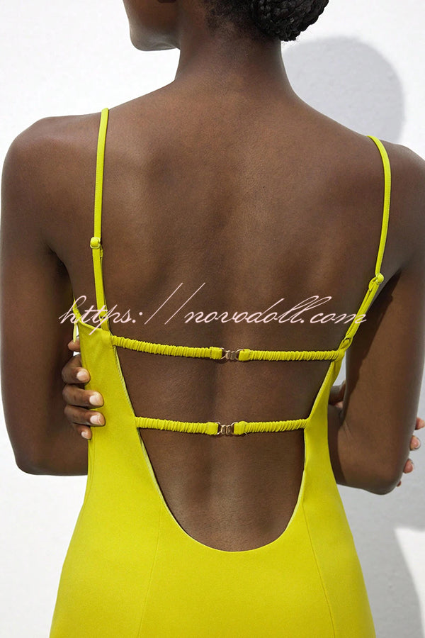 Sexy Hollow Strap Backless Slim Midi Dress