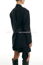 Urban Charm Shoulder Pads Asymmetrical Back Button Lapel Oversized Blazer