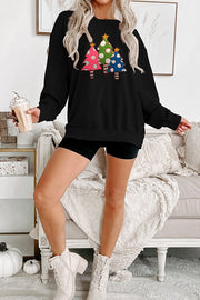 Christmas Plush Sequined Tree Casual Loose Sweatshirt