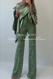 Chic Moment Floral Lace Patchwork High Rise Wide Leg Pants