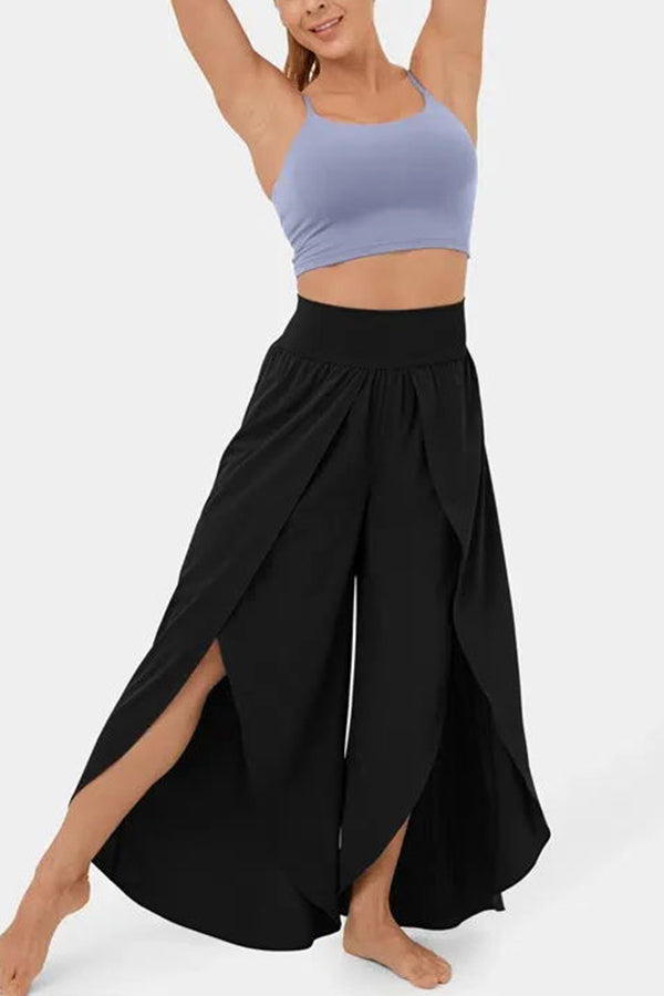 Casual High Rise Slit Elastic Waist Yoga Pants