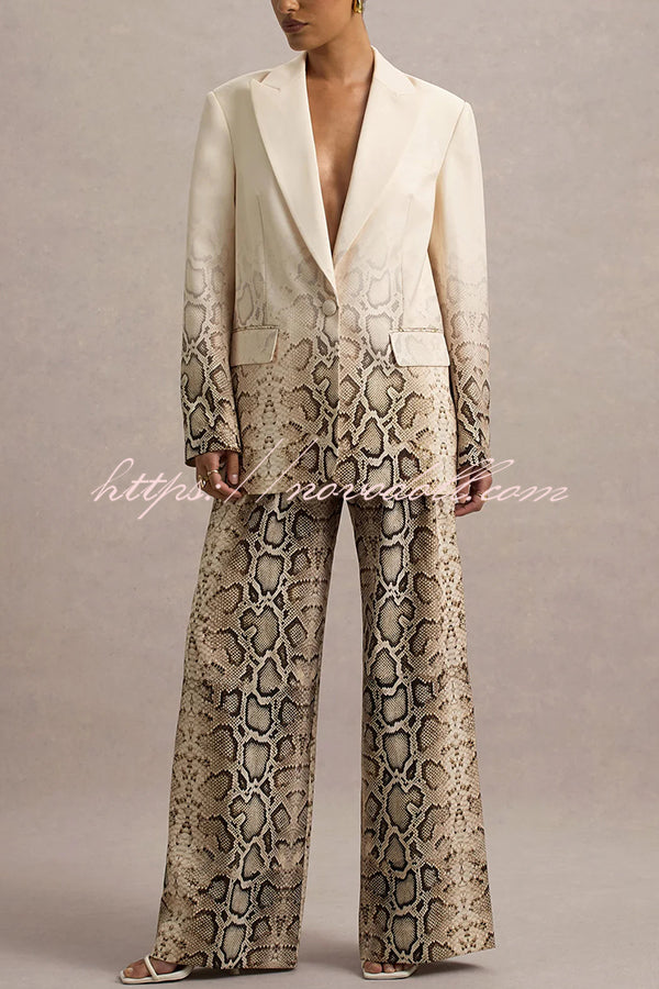Hurley Ombre Snake Print Elastic Waist Pocketed Wide Leg Pants