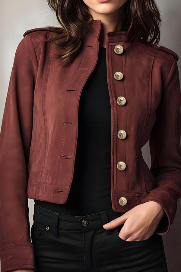 Fashionable Suede Retro Long-sleeved Short Jacket