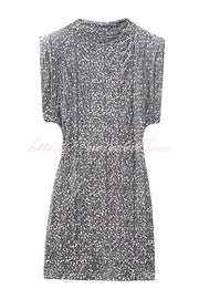 Fashionable Sequined Round Neck Sleeveless Slim-fit Mini Dress