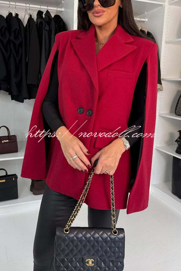 Only with Me Button Up Cape Sleeve Lapel Loose Blazer