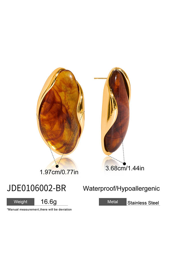 Stylish and Luxurious Titanium Steel Resin Earrings