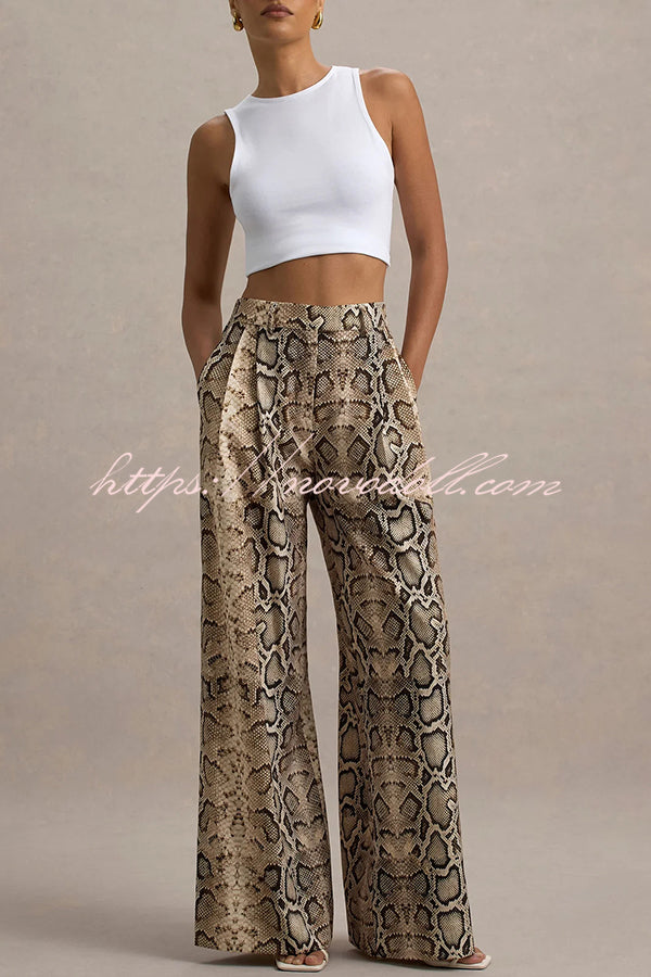 Hurley Ombre Snake Print Elastic Waist Pocketed Wide Leg Pants